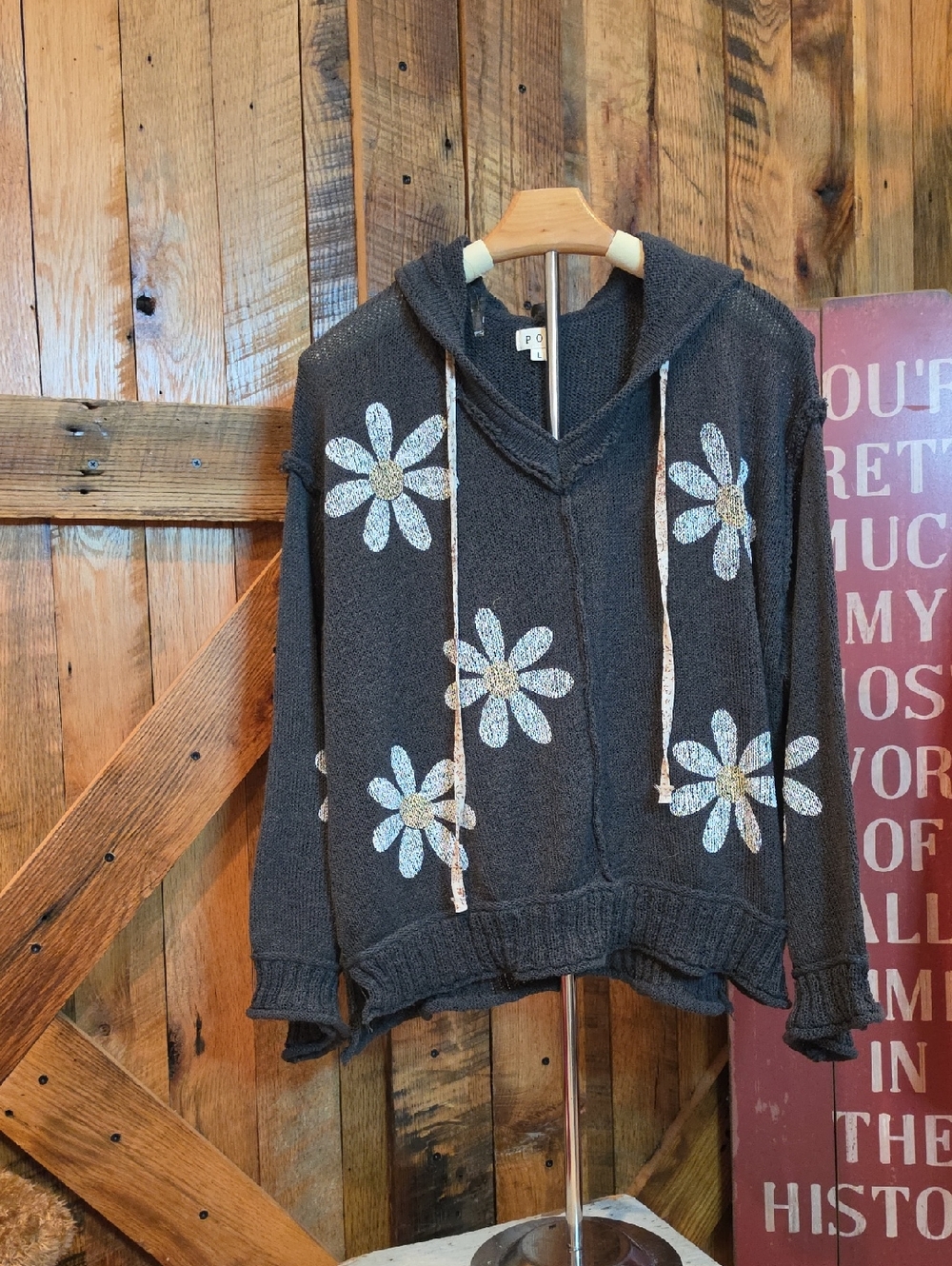 070p POL Charcoal Knit Cardigan